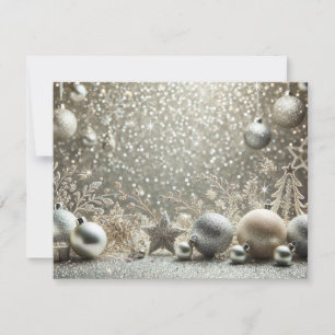 Cartes Pour Fêtes Annuelles Paillettes d'argent festives avec éléments de Noël