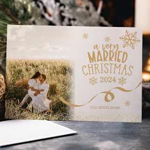 Cartes Pour Fêtes Annuelles Paillettes dorées Photo Un Noël très marié