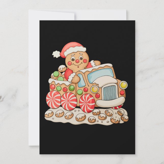Cartes Pour Fêtes Annuelles Pain d'épices Camion Funky Noël Baking Family (Devant)