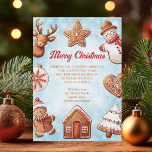 Cartes Pour Fêtes Annuelles Pain d'épices Cookies Bleu Arrière - plan Noël Hol
