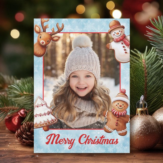 Cartes Pour Fêtes Annuelles Pain d'épices Cookies Photo Cadre bleu Arrière - p (Créateur téléchargé)