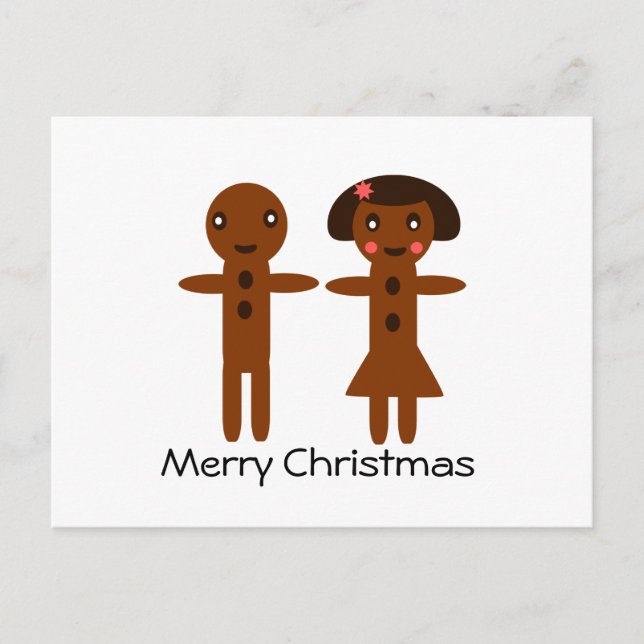 Cartes Pour Fêtes Annuelles Pain d'épices homme et fille Joyeux Noël (Devant)