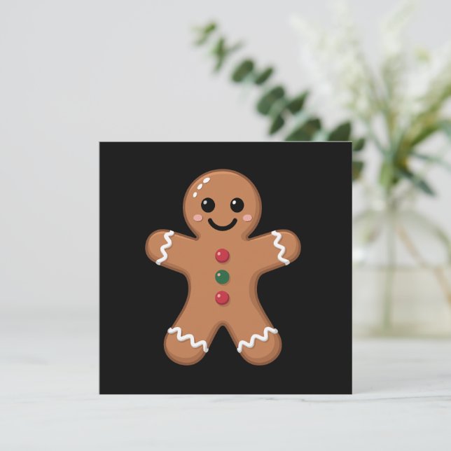 Cartes Pour Fêtes Annuelles Pain d'épices Homme Noël Cookie Cuisine Vacances (Debout devant)