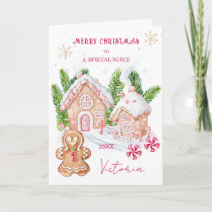 Cartes Pour Fêtes Annuelles Pain d'épices Maison Pain d'épices Fille Nuit Noël