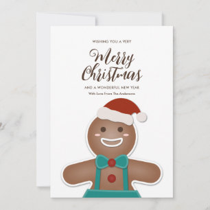 Cartes Pour Fêtes Annuelles Pain d'épices mignon avec chapeau de Noël Joyeux N
