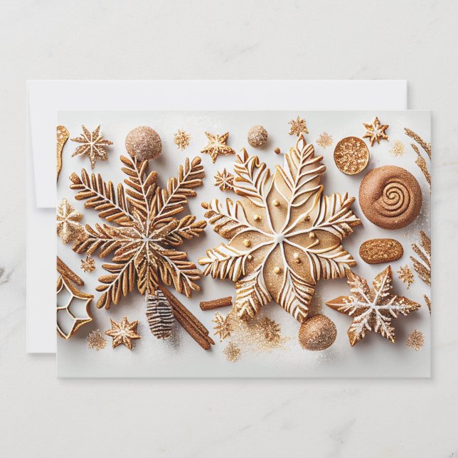Cartes Pour Fêtes Annuelles Pain d'épices Snowflakes à la Parties scintillant  (Devant)