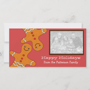 Cartes Pour Fêtes Annuelles Pain d'épices souriant Hommes Noël Photocard