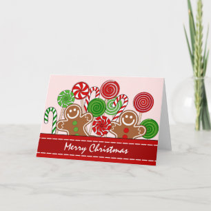 Cartes Pour Fêtes Annuelles Pains d'épices de Noël rouge mignon