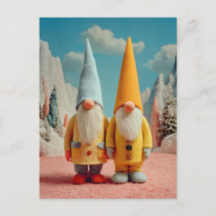 Cartes Pour Fêtes Annuelles Paire de gnomes de Noël hivernaux fantaisistes
