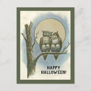 Cartes Pour Fêtes Annuelles Paire d'Halloween vintage de hibou assis Lune de n