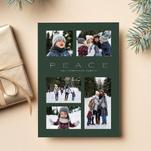 Cartes Pour Fêtes Annuelles Paix 5 collage de photos vert foncé Noël minimalis