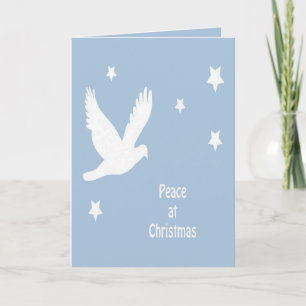 Cartes Pour Fêtes Annuelles Paix à Noël avec une colombe en vol Logo blanc
