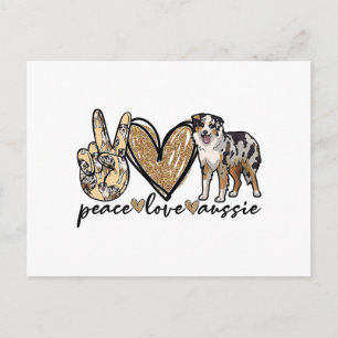 Cartes Pour Fêtes Annuelles Paix, Amour, Aussie, Chien Berger Australien, Anim