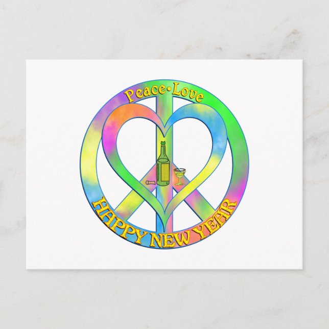 Cartes Pour Fêtes Annuelles Paix Amour Bonne Année (Devant)