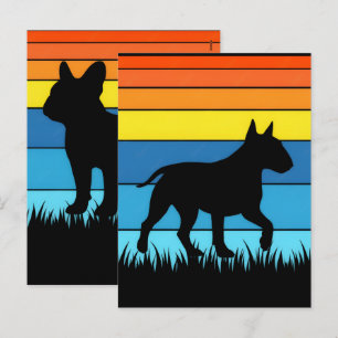 Cartes Pour Fêtes Annuelles Paix Amour Bouledogue Français Rétro Groovy Vintag