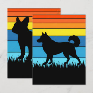 Cartes Pour Fêtes Annuelles Paix Amour Bouledogue Français Rétro Groovy Vintag