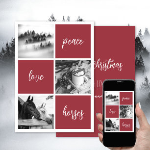 Cartes Pour Fêtes Annuelles Paix amour chevaux Amateurs de chevaux Noël