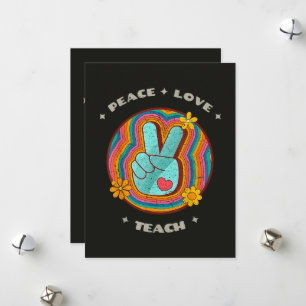 Cartes Pour Fêtes Annuelles Paix Amour Enseigne Vintage Rétro 70s Hippie