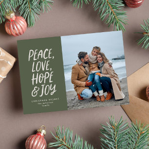 Cartes Pour Fêtes Annuelles Paix amour espoir joie vert Noël photo