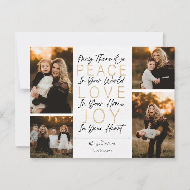 Cartes Pour Fêtes Annuelles Paix Amour et joie dans votre coeur (Devant)