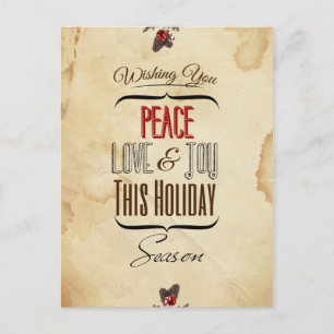 Cartes Pour Fêtes Annuelles Paix, amour et joie en ce Noël