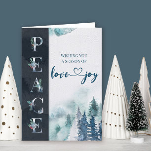 Cartes Pour Fêtes Annuelles Paix Amour et joie Forêt d'hiver Noël