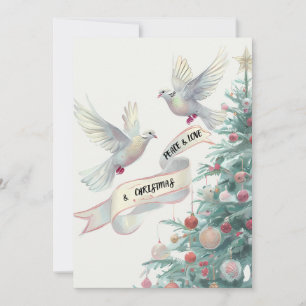 Cartes Pour Fêtes Annuelles Paix, Amour, et Noël, Doves et Arbre