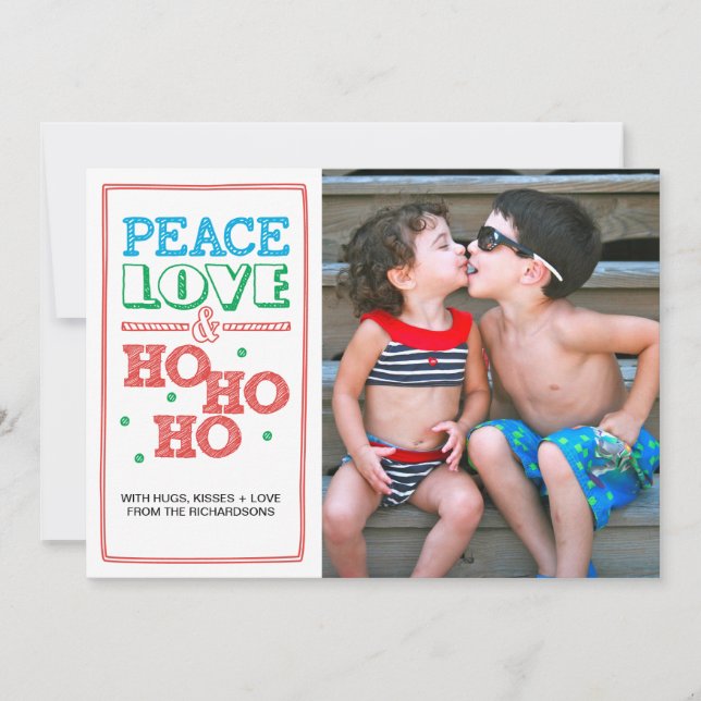Cartes Pour Fêtes Annuelles Paix, amour, Ho Ho Ho (Devant)