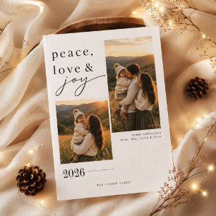 Cartes Pour Fêtes Annuelles Paix Amour Joie 2 Collage Photo Noël Moderne