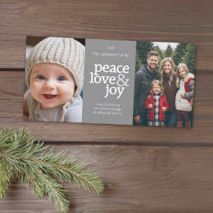 Cartes Pour Fêtes Annuelles Paix Amour Joie - 2 Photo - Points Gris