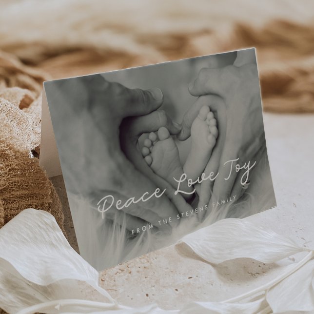 Cartes Pour Fêtes Annuelles Paix Amour Joie Élégant Simple Photo (Créateur téléchargé)