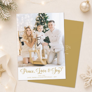 Cartes Pour Fêtes Annuelles Paix Amour & Joie Élégante Photo Noël