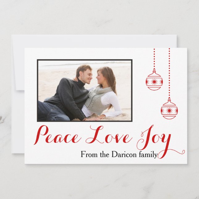 Cartes Pour Fêtes Annuelles Paix, Amour, Joie moderne Noël Groupon photo (Devant)