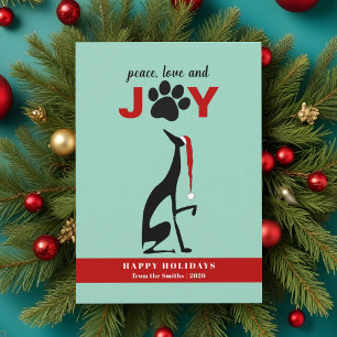 Cartes Pour Fêtes Annuelles Paix Amour Joie Patte de Chien Noël