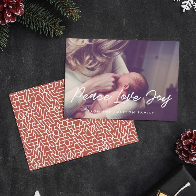 Cartes Pour Fêtes Annuelles Paix Amour Joie Typographie Moderne Photo (Créateur téléchargé)