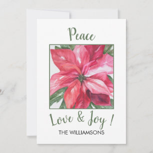Cartes Pour Fêtes Annuelles Paix, Amour & Joy Poinsettia