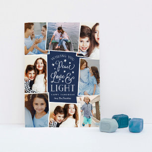 Cartes Pour Fêtes Annuelles Paix, Amour & Lumière Hanukkah Photomontage
