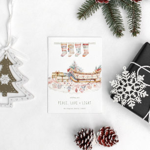 Cartes Pour Fêtes Annuelles Paix, Amour & Lumière   Vœux de Noël Boho