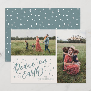 Cartes Pour Fêtes Annuelles Paix Bleue sur Terre Lettres Noël Deux photos