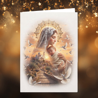 Cartes Pour Fêtes Annuelles Paix céleste de Noël | Madone et Jésus