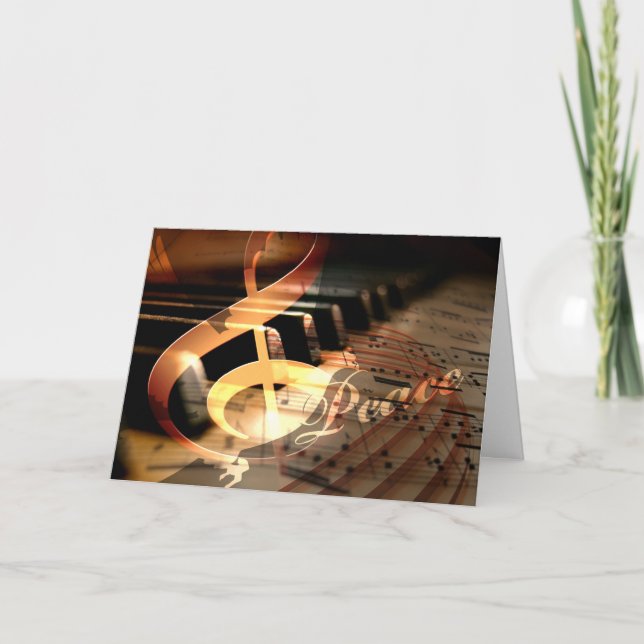 Cartes Pour Fêtes Annuelles paix colombe élégant professeur de piano Noël Cart (Devant)