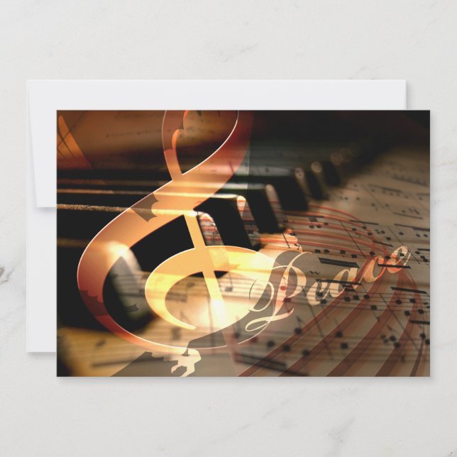 Cartes Pour Fêtes Annuelles paix colombe piano professeur vacances accueil Car (Devant)