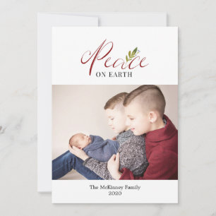 Cartes Pour Fêtes Annuelles Paix de Noël sur Terre Photo Rouge Bourgogne