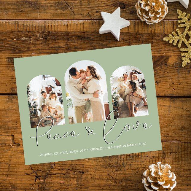 Cartes Pour Fêtes Annuelles Paix Et Amour | 3 Jours fériés de collage photo (Créateur téléchargé)