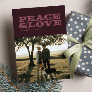 Cartes Pour Fêtes Annuelles Paix et amour rétro prune une photo