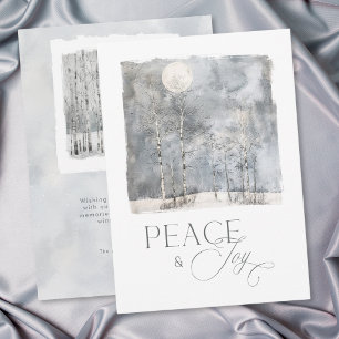 Cartes Pour Fêtes Annuelles Paix et Joie de la Lune d'Hiver aquarelle de vacan
