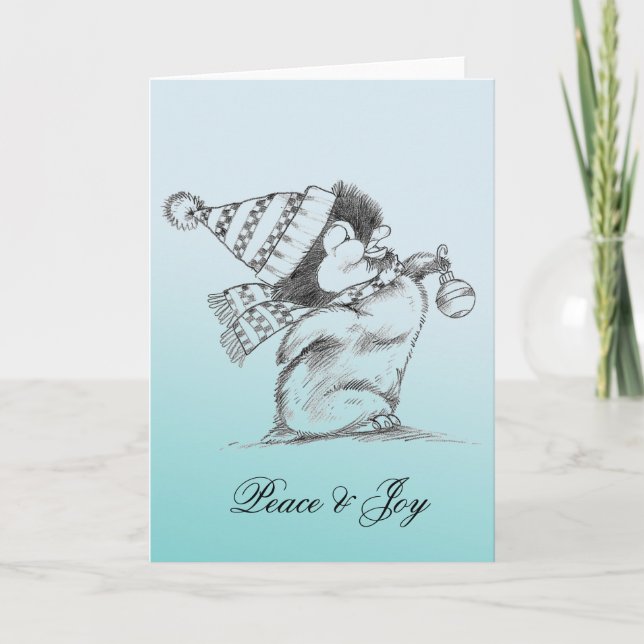 Cartes Pour Fêtes Annuelles Paix et joie de pingouin (Devant)