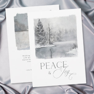 Cartes Pour Fêtes Annuelles Paix et Joie d'Hiver Aquarelle de Fêtes