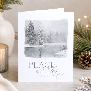 Cartes Pour Fêtes Annuelles Paix et Joie d'Hiver Aquarelle de Fêtes