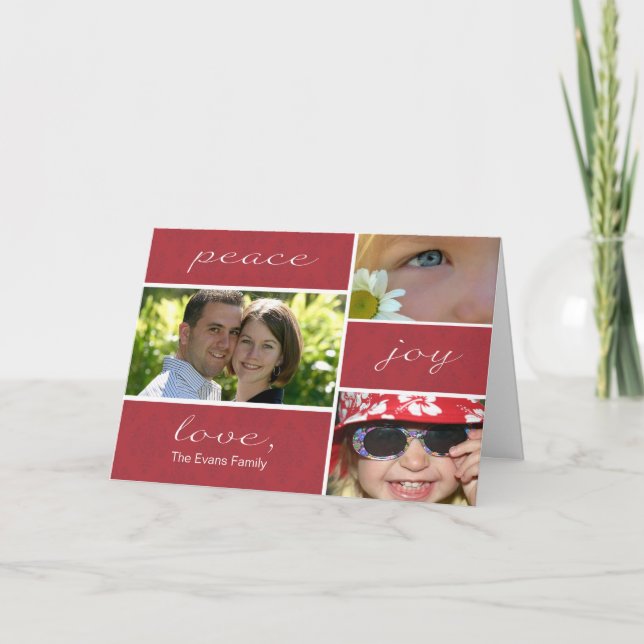 Cartes Pour Fêtes Annuelles Paix et vacances pliées par joie Carte-rouges (Devant)